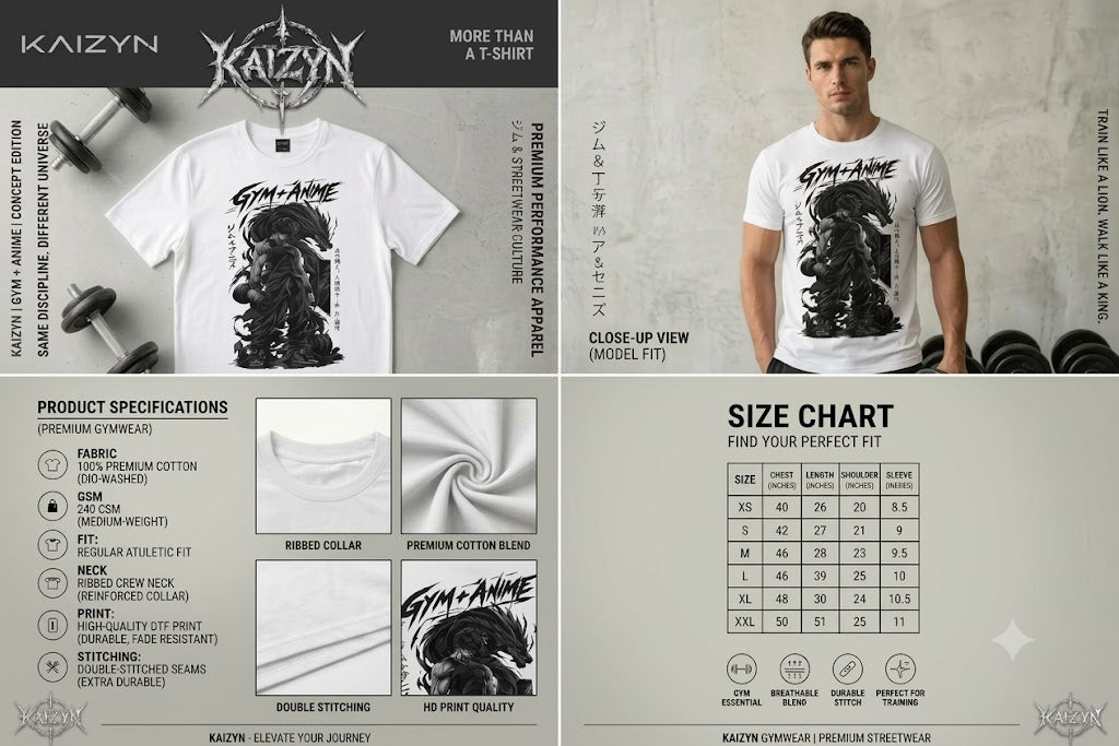 KAIZYN Anime Warrior Dragon — Premium Gym × Anime T-Shirt 🔥
