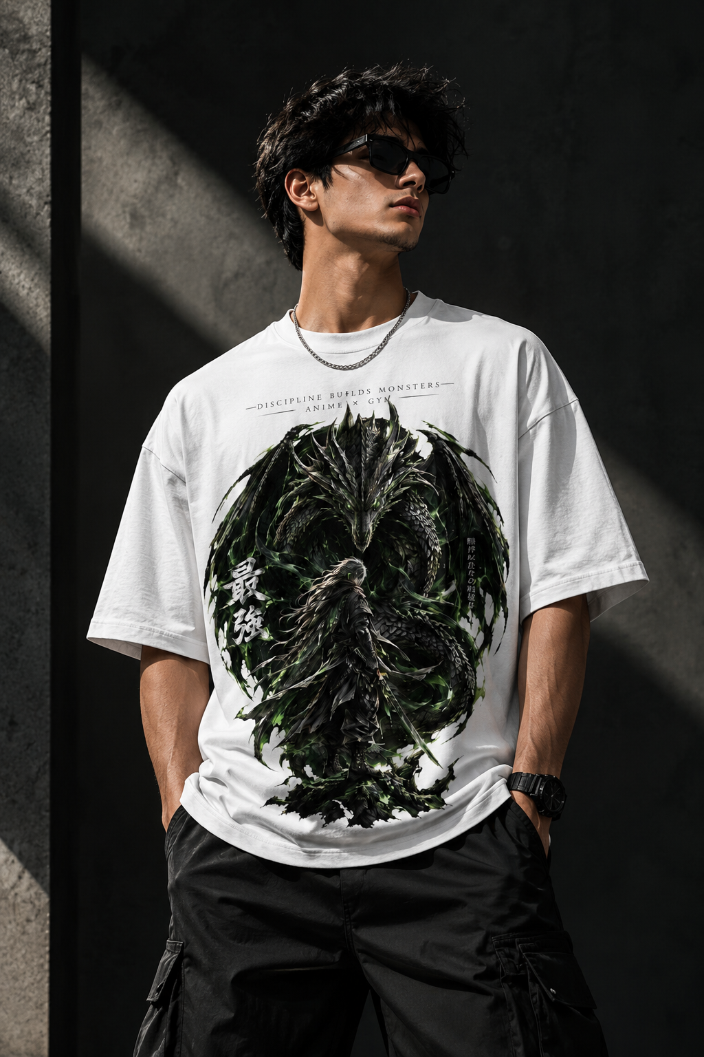 Kaizen — Unleash Your Strength | Dark Dragon Anime Drop-Shoulder T-SHIRT