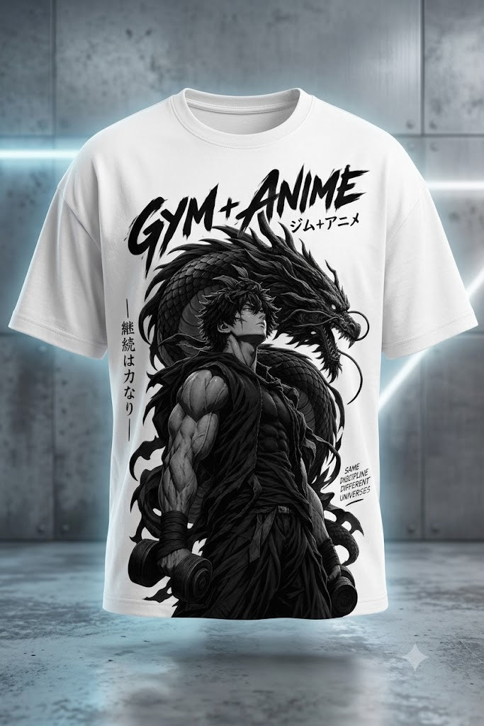 Kaizen — Limitless Discipline: Anime × Gym Warrior Drop-Shoulder T-Shirt