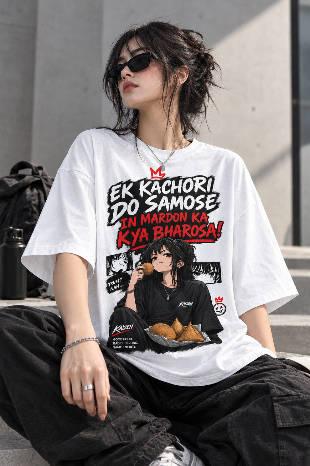 Ek Kachori Do Samose – Anime Streetwear Oversized Drop Shoulder T-Shir ...