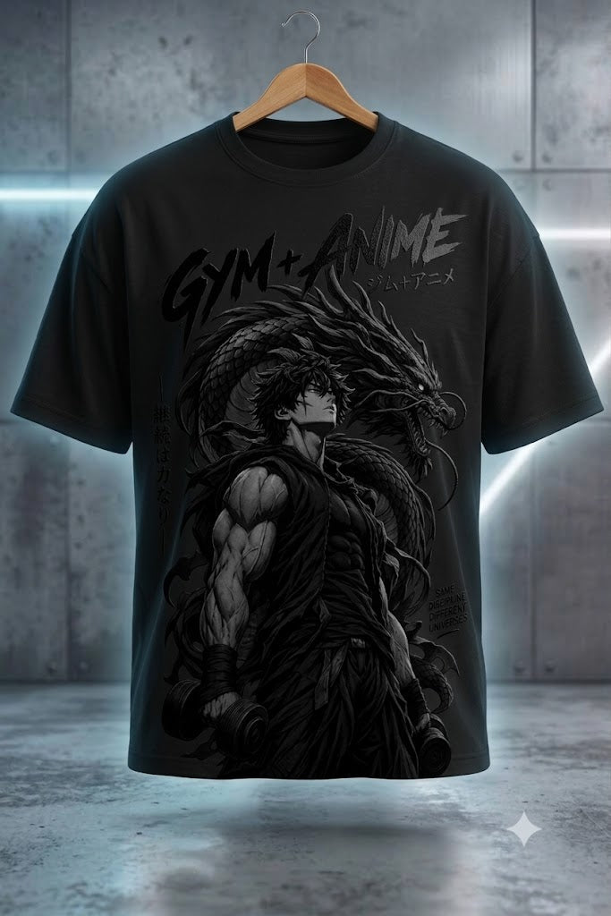Kaizen — Limitless Discipline: Anime × Gym Warrior Drop-Shoulder T-Shirt