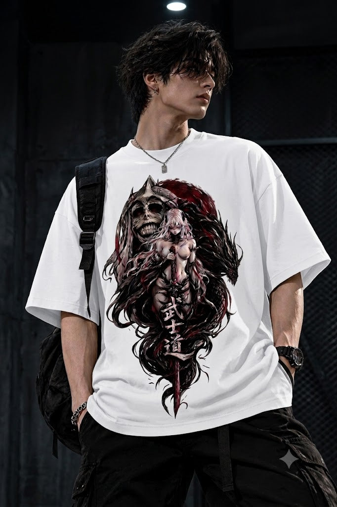Kaizen — Crimson Resolve | Dark Anime × Gym Premium Drop-Shoulder T-Shirt