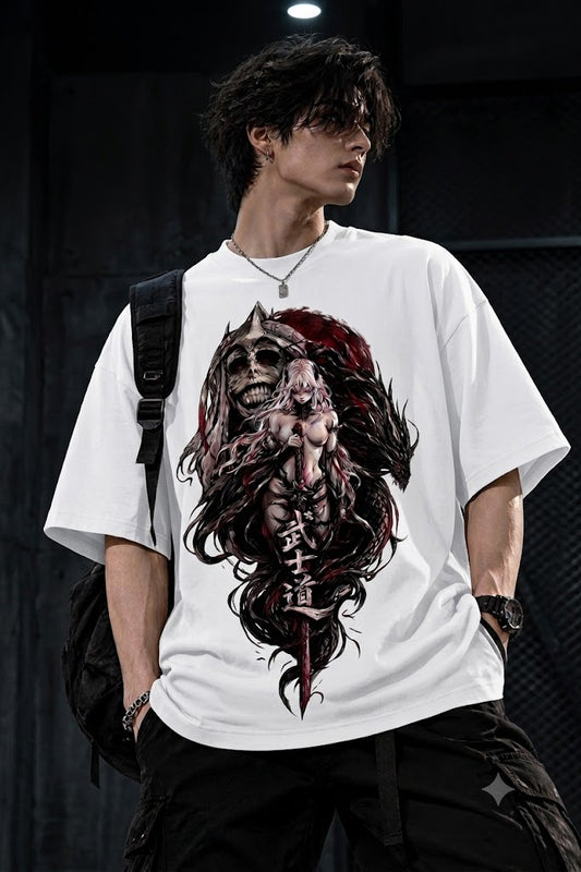 Kaizen — Crimson Resolve | Dark Anime × Gym Premium Drop-Shoulder T-Shirt