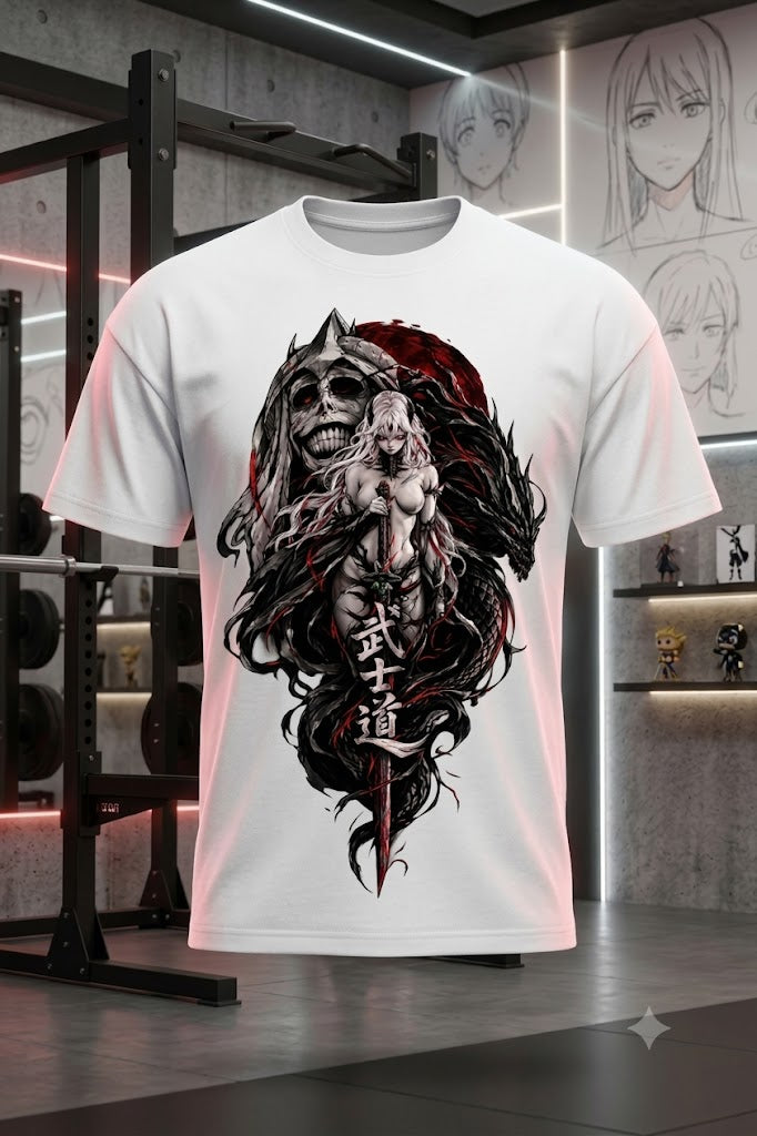 Kaizen — Crimson Resolve | Dark Anime × Gym Premium Drop-Shoulder T-Shirt