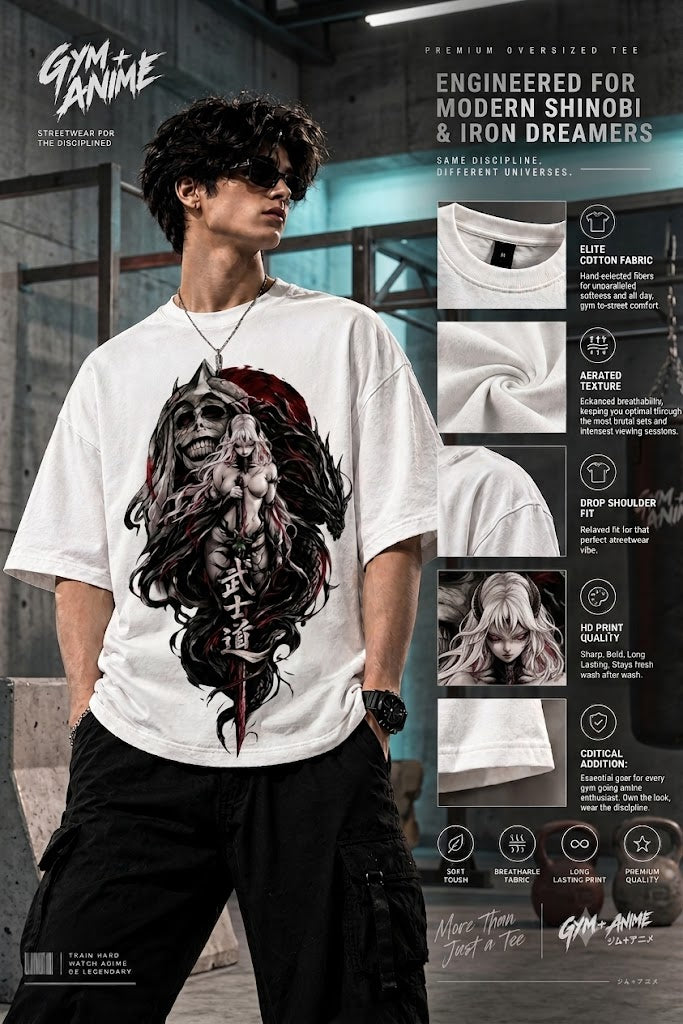 Kaizen — Crimson Resolve | Dark Anime × Gym Premium Drop-Shoulder T-Shirt