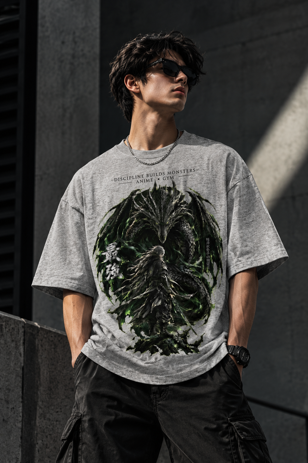 Kaizen — Unleash Your Strength | Dark Dragon Anime Drop-Shoulder T-SHIRT
