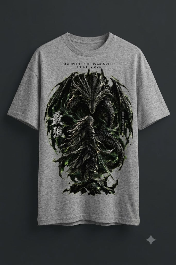 Kaizen — Unleash Your Strength | Dark Dragon Anime Drop-Shoulder T-SHIRT