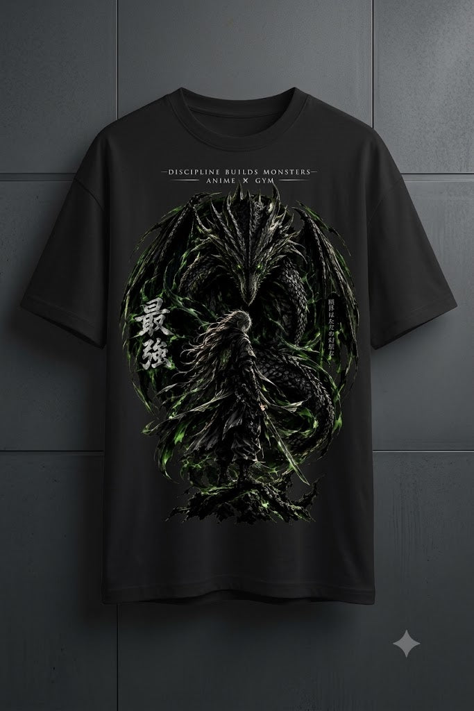 Kaizen — Unleash Your Strength | Dark Dragon Anime Drop-Shoulder T-SHIRT