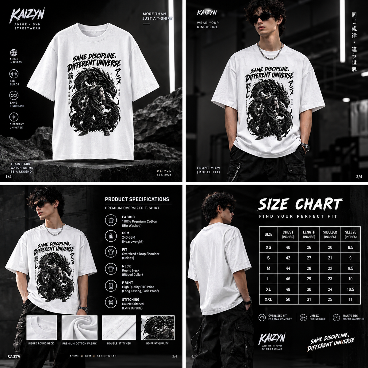 Kaizen — Discipline Beyond Limits™ | Anime × Gym Drop-Shoulder T-shirt