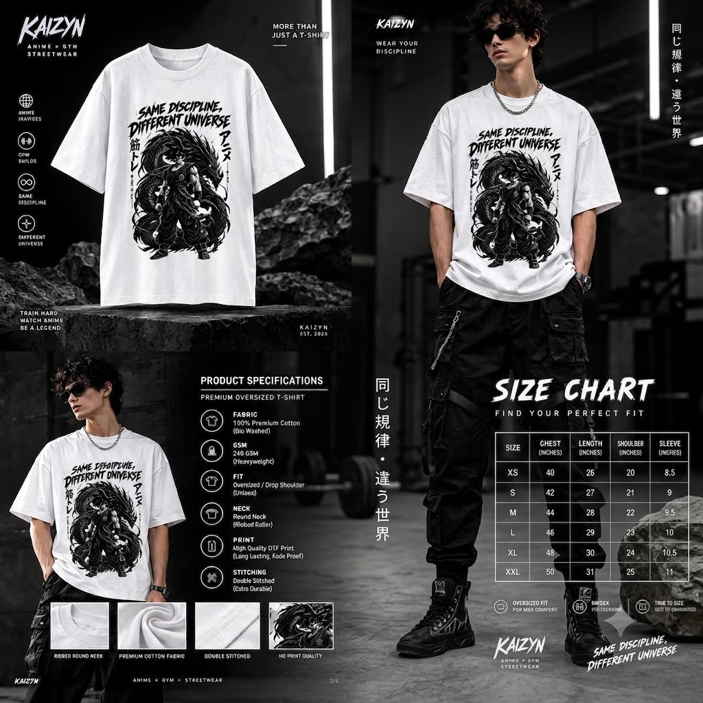 Kaizen — Discipline Beyond Limits™ | Anime × Gym Drop-Shoulder T-shirt